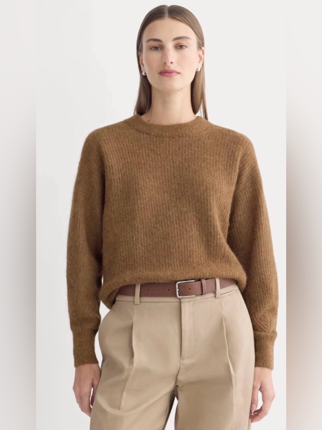 Everlane The Cocoon Alpaca Blend Knit Saeater Camel Brown Color . Xs